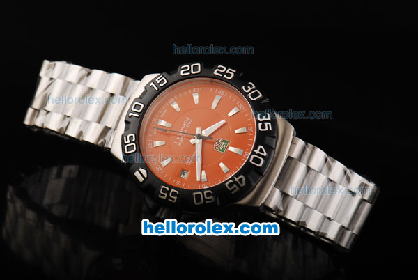 Tag Heuer Formula 1 200 Meters Automatic Movement Full Steel with Orange Dial and Black Bezel - Click Image to Close